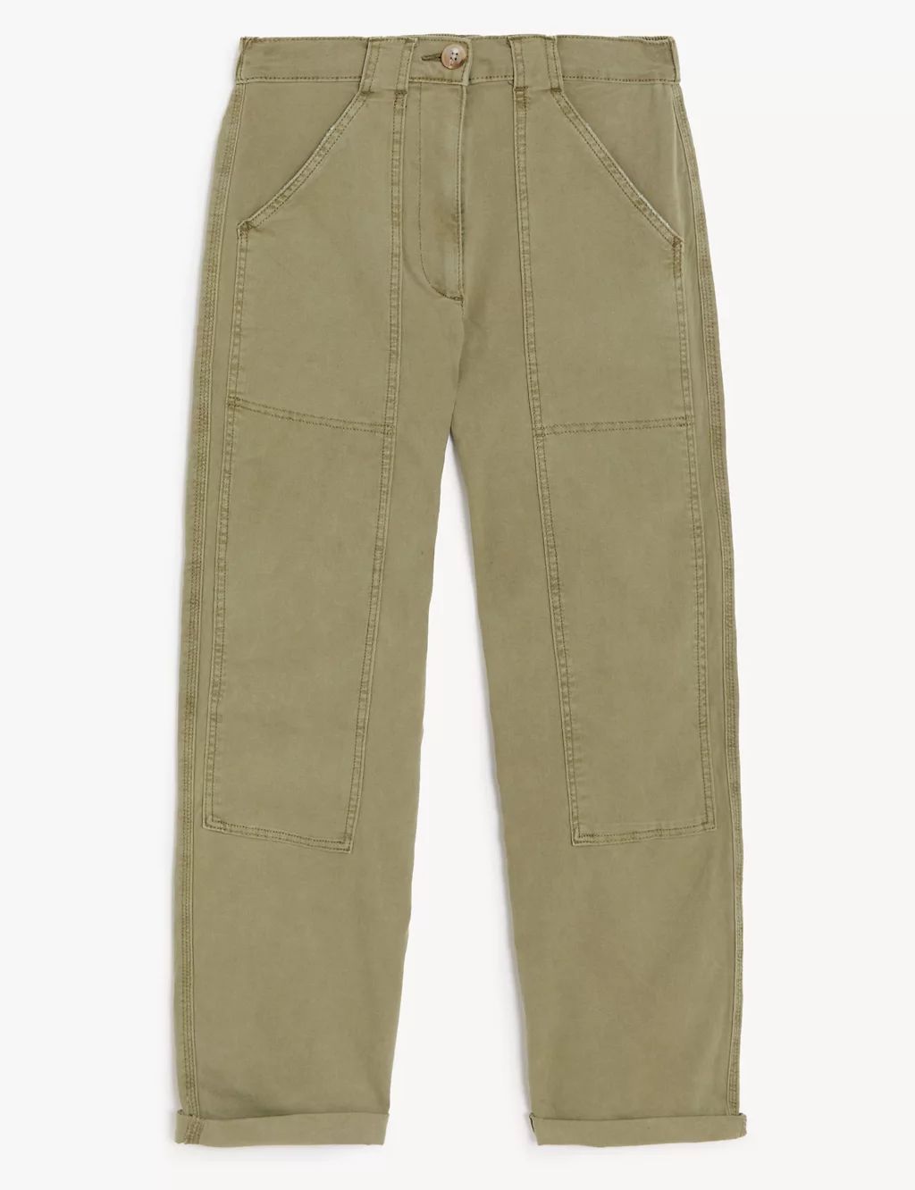 Cotton Rich Relaxed Straight Trousers | Marks & Spencer (UK)