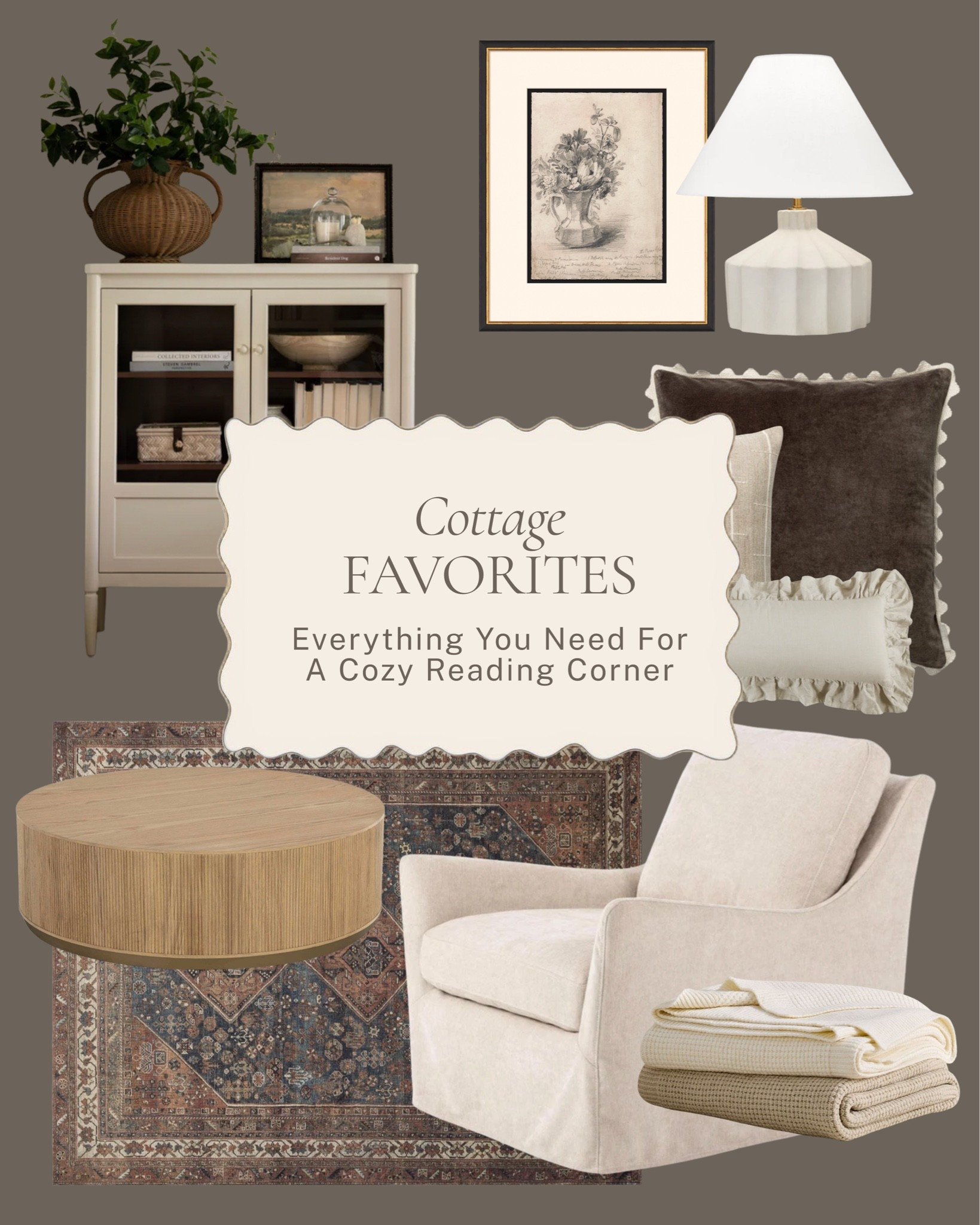 Every home needs a corner like this ✨ 

A few cottage favorites for the coziest reading nook, a comfortable chair, a good lamp, a soft throw, and those little details that make you want to sit down, stay a while, and never leave. 

All linked here 🤍 

#LTKhome