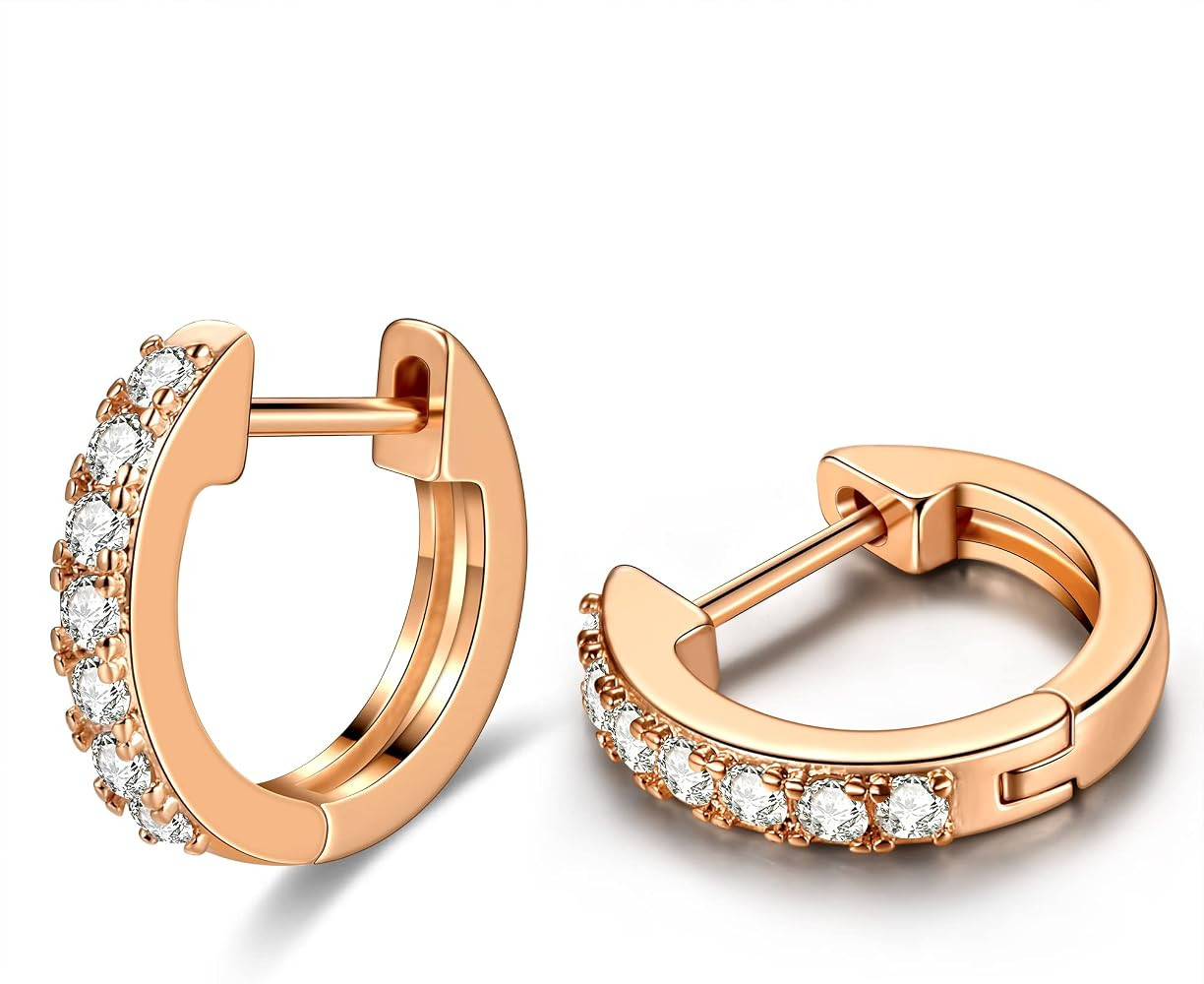 Gacimy Gold Huggie Earrings for Women 14K Real Gold Plated, Small Cubic Zirconia Cartilage Hoop E... | Amazon (US)