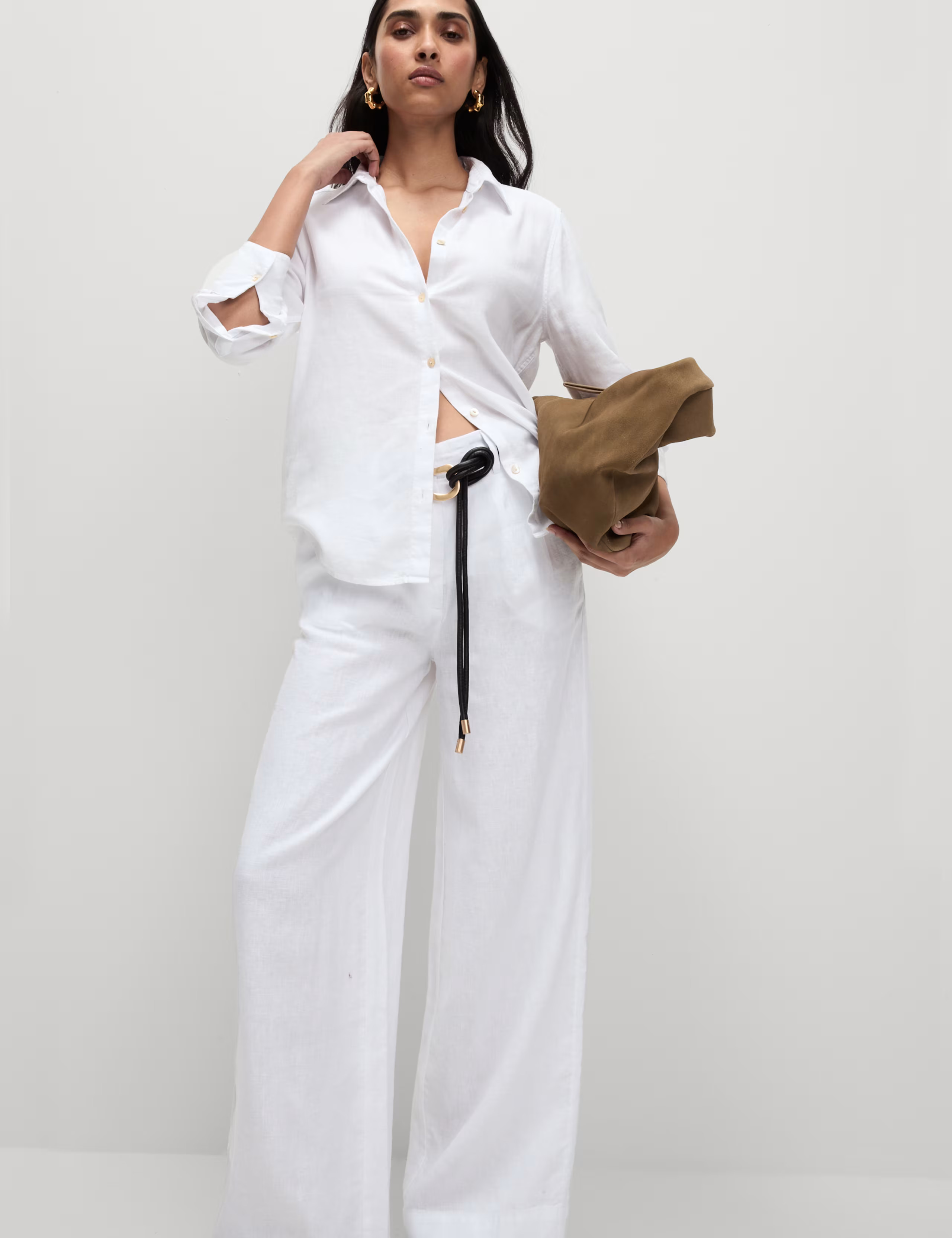 Pure Linen Wide Leg Trousers | Marks & Spencer (UK)