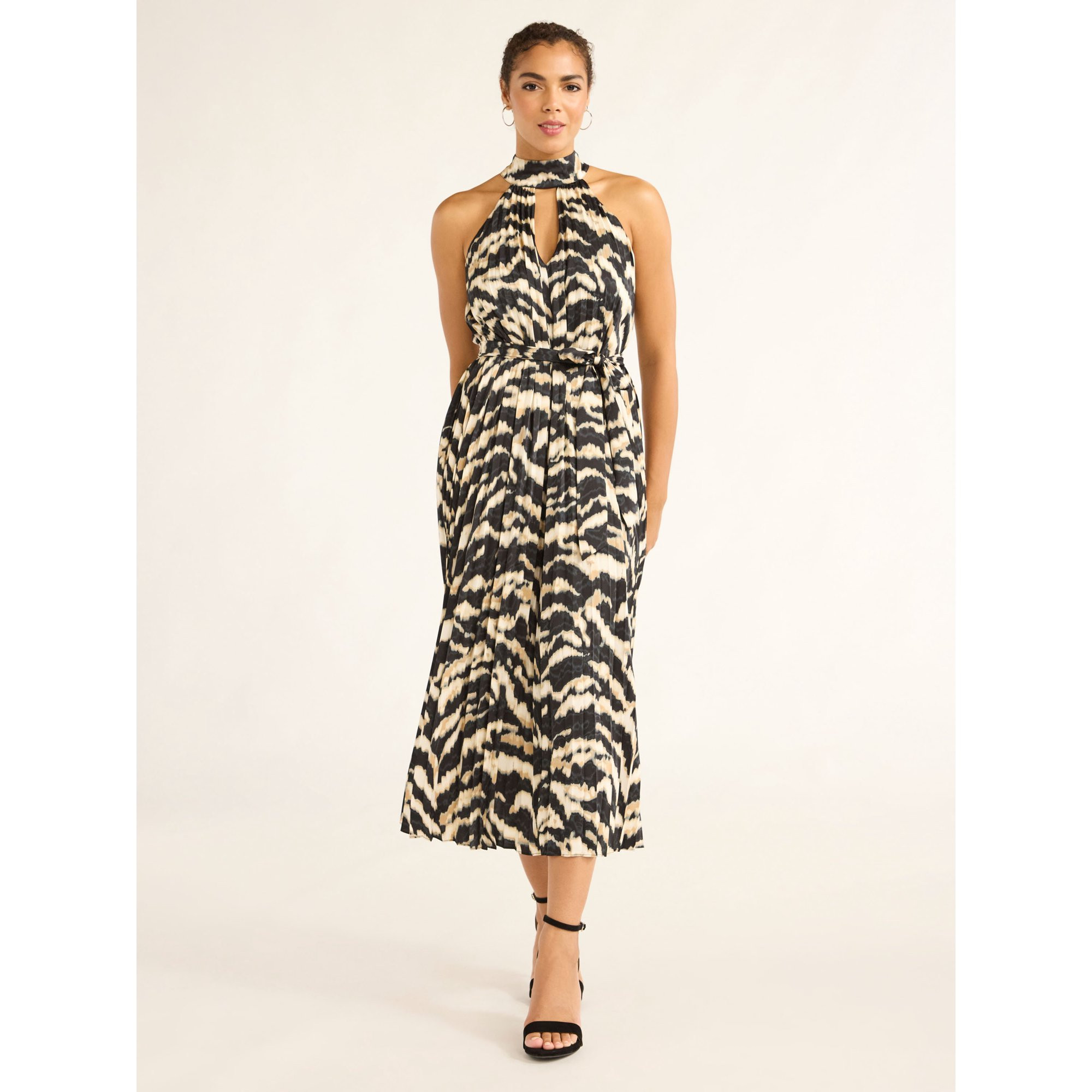 Sofia Jeans Women's Pleated Halter Midi Dress, Mid Calf Length, Sizes XS-XXXL | Walmart (US)