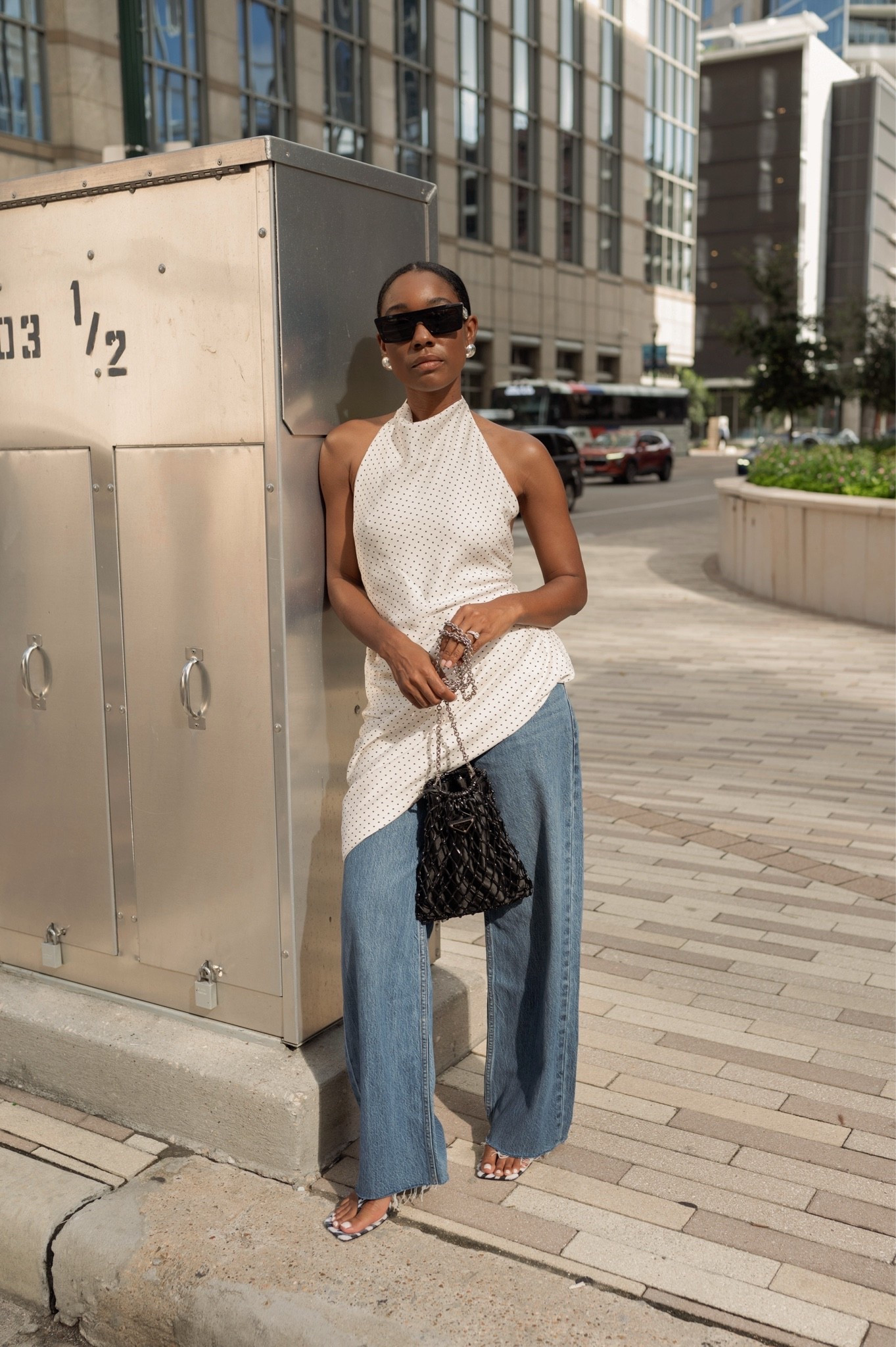 @abercrombie Low rise ultra loose jeans and polka dot halter dress @Aritzia

#LTKootd #LTKPetite