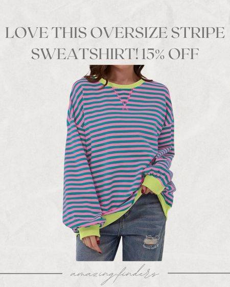 Women Oversized Striped Color Block Long Sleeve Crew Neck Sweatshirt Casual Loose Pullover Y2K Shirt Top

#LTKstyletip #LTKfindsunder50 #LTKsalealert