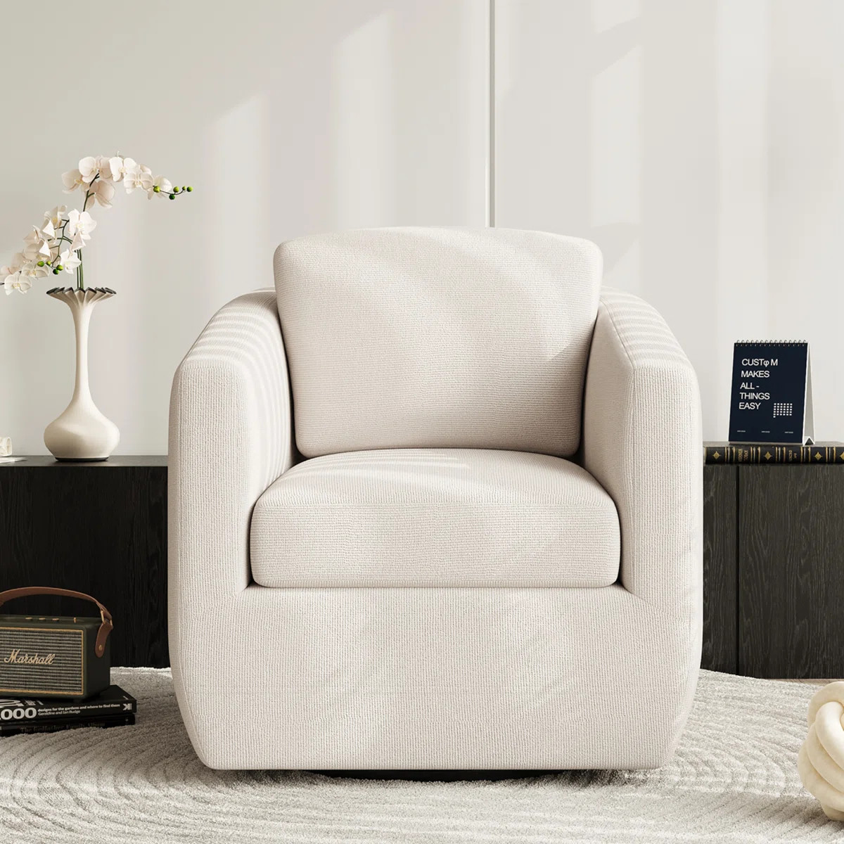 Modern Soft 29" Wide Fabric Upholstered 360° Swivel Accent Chair No Assembly Required | Wayfair North America