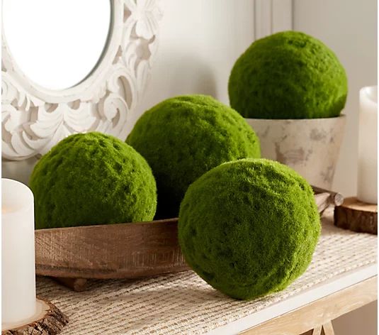The Found Cottage by Liz Marie Set of 4 Faux Moss Spheres - QVC.com | QVC
