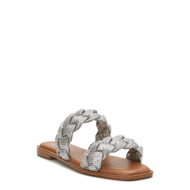 Madden NYC Women's Two-Band Rhinestone Sandal - Walmart.com | Walmart (US)