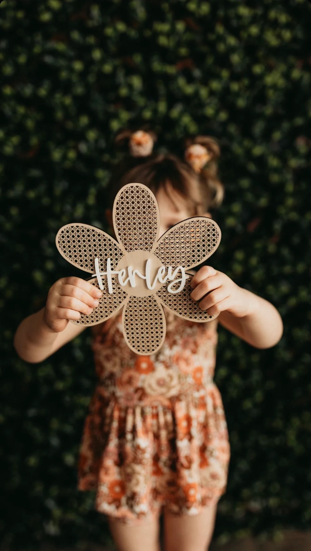 Personalized Rattan Daisy Flower Wall Decor Nursery Wall Art - Etsy | Etsy (US)