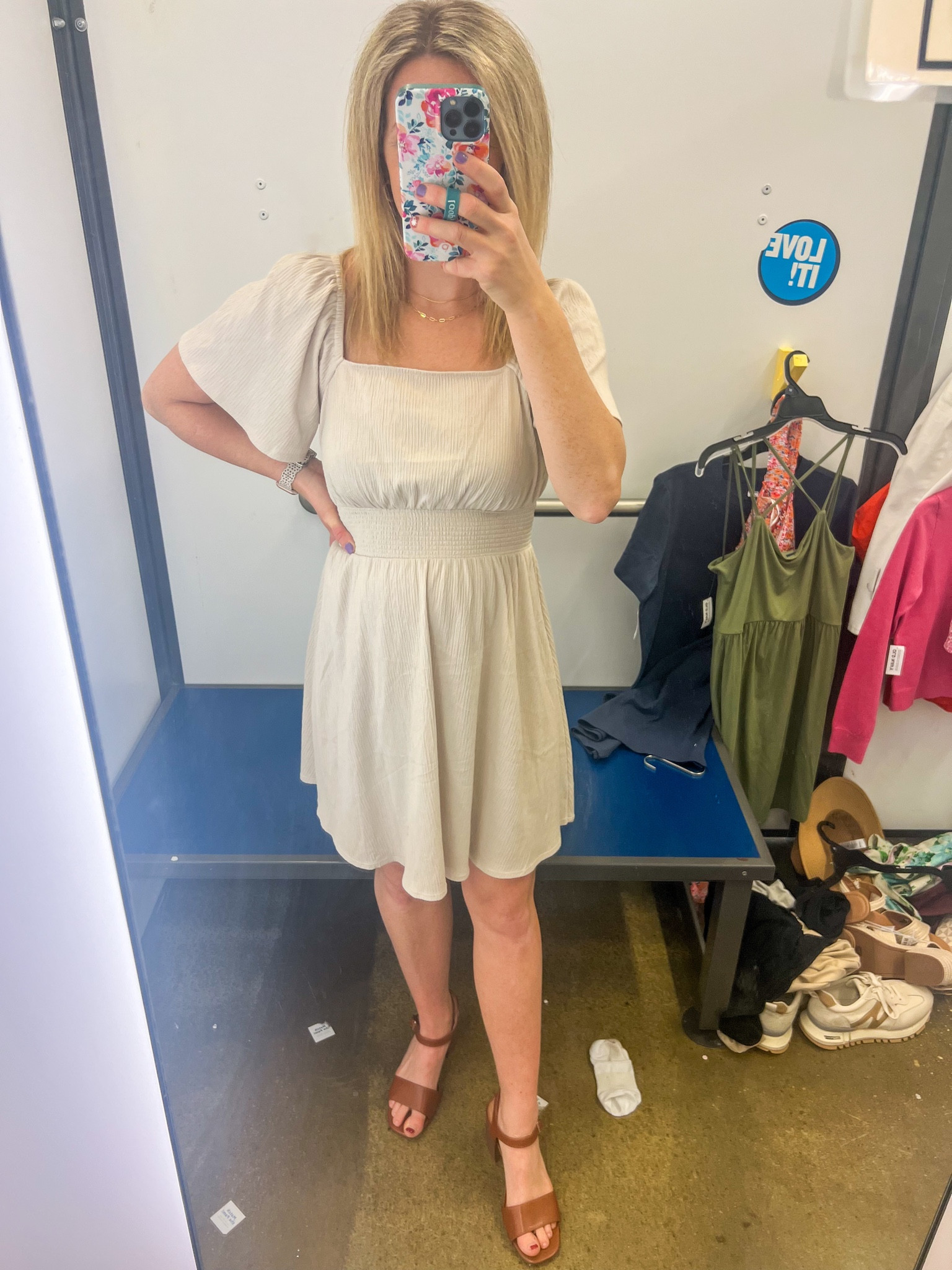Old Navy Square neckline, flutter sleeve dress 
20 weeks pregnant 

#LTKSeasonal #LTKbump #LTKsalealert