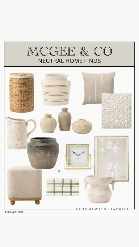 McGee and co neutral home finds, neutral home decor, organic home decor, ceramic vases, ceramic planters, neutral pillows, throw pillow, ottoman, home decor, clock, home decor on sale. 

#LTKHome #LTKStyleTip #LTKFindsUnder100