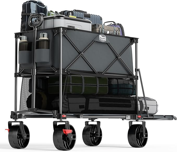 TIMBER RIDGE 400L Large Capacity Folding Double Decker Wagon with Brakes, 54" Extra Long Extender... | Amazon (US)