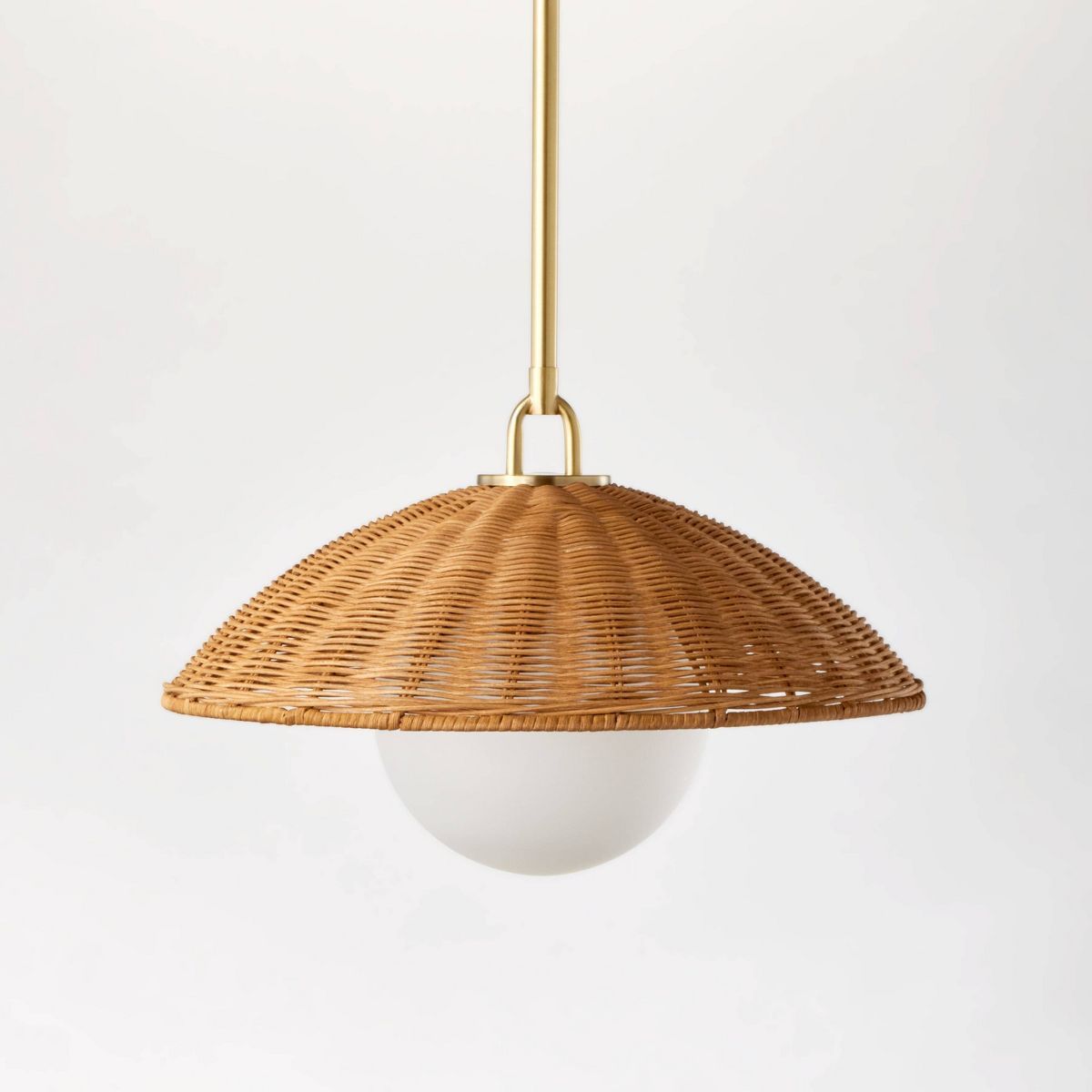 Wicker Dome Pendant with Opal Glass Ball Ceiling Light Brown - Threshold™ designed with Studio ... | Target