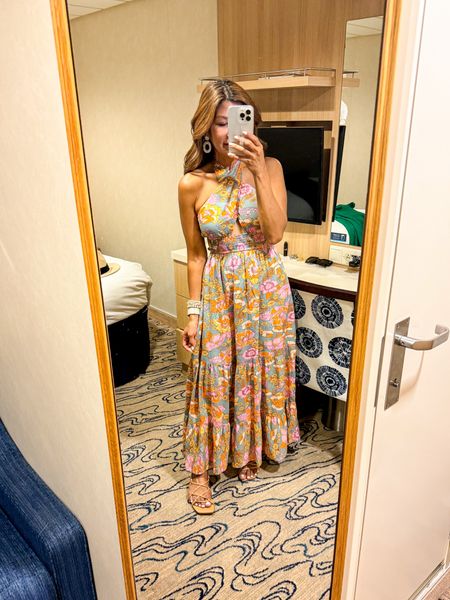 Cruise Vacation Outfit to dinner.
Dress in small tts. Love this dress so much I packed it again on this trip. I packed it last month to Roatan. 
Wearing pasties also linked.
Sandals fit tts.
Vacation style, Amazon find, resort wear

#LTKover40 #LTKfindsunder50 #LTKtravel