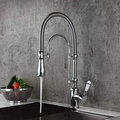 Kunmai High Arc Swirling Dual-Mode Pull-Down Kitchen Faucet with Porcelain Handle,Chrome | Amazon (US)