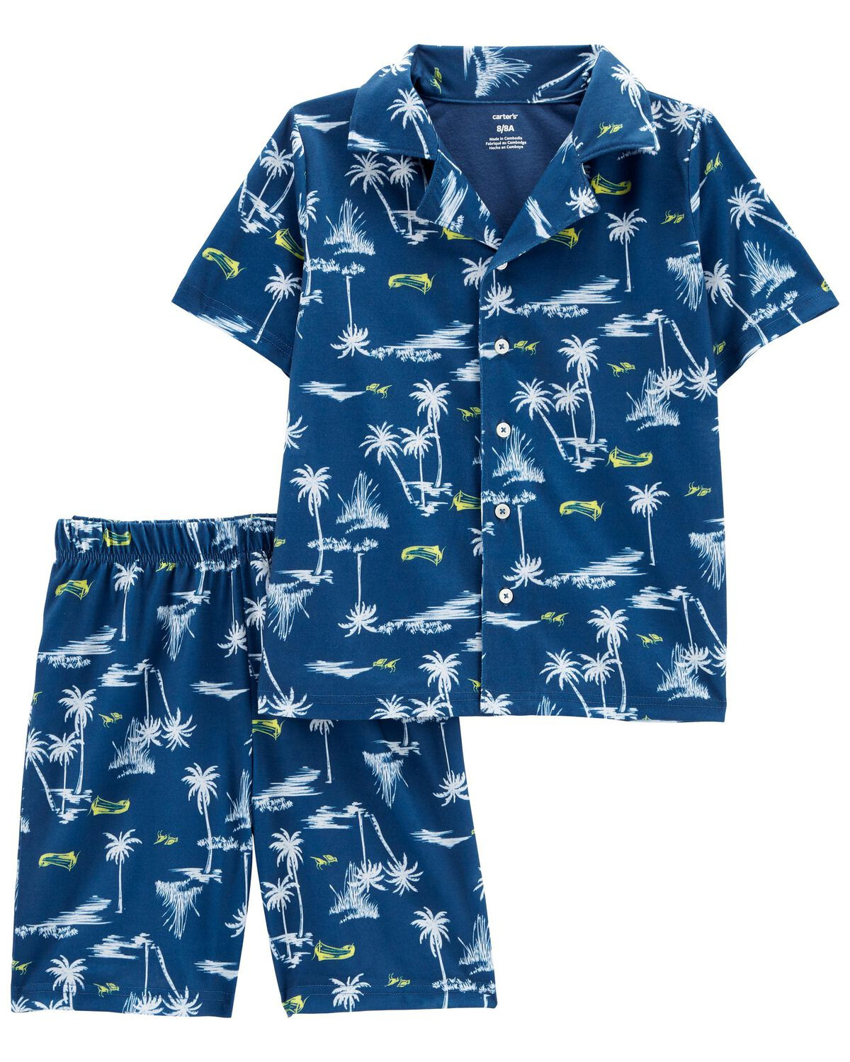 Blue Kid 2-Piece Palm Tree Coat-Style Loose Fit PJs | carters.com | Carter's