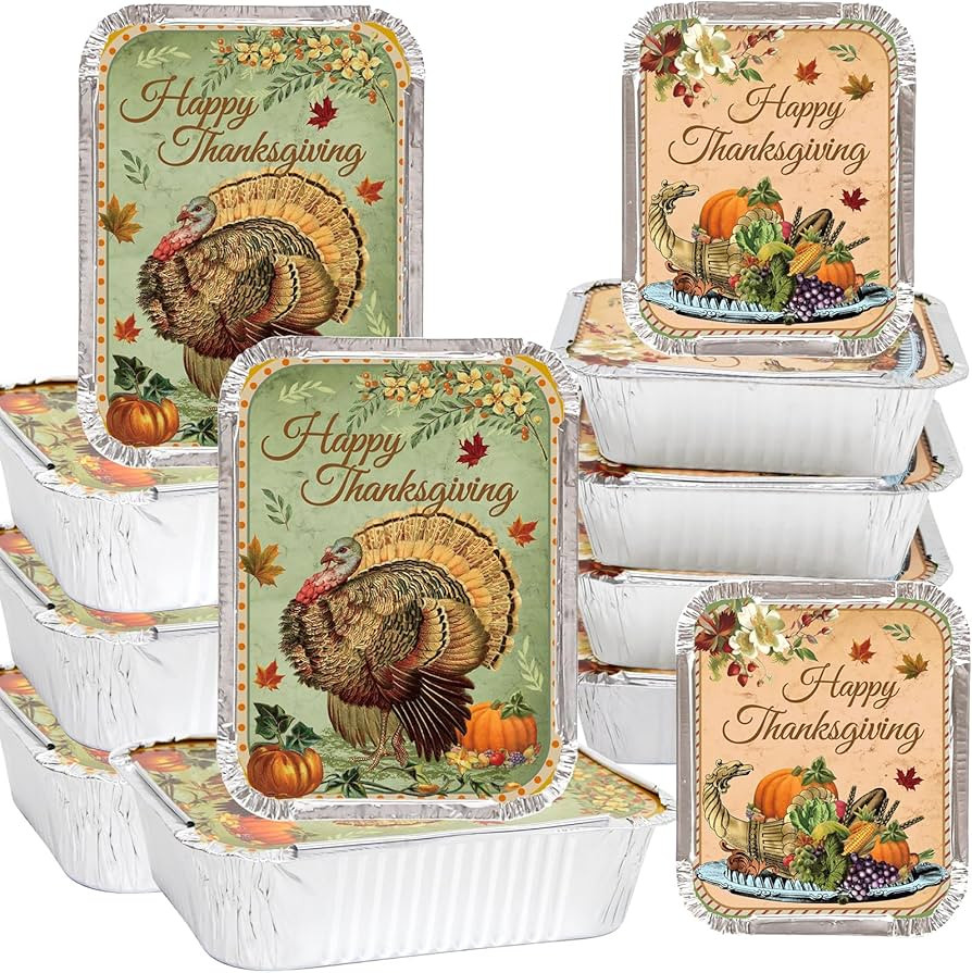 WorldBazaar Thanksgiving Aluminum Food Containers 24PCS Thanksgiving Leftover Take Home Container... | Amazon (US)