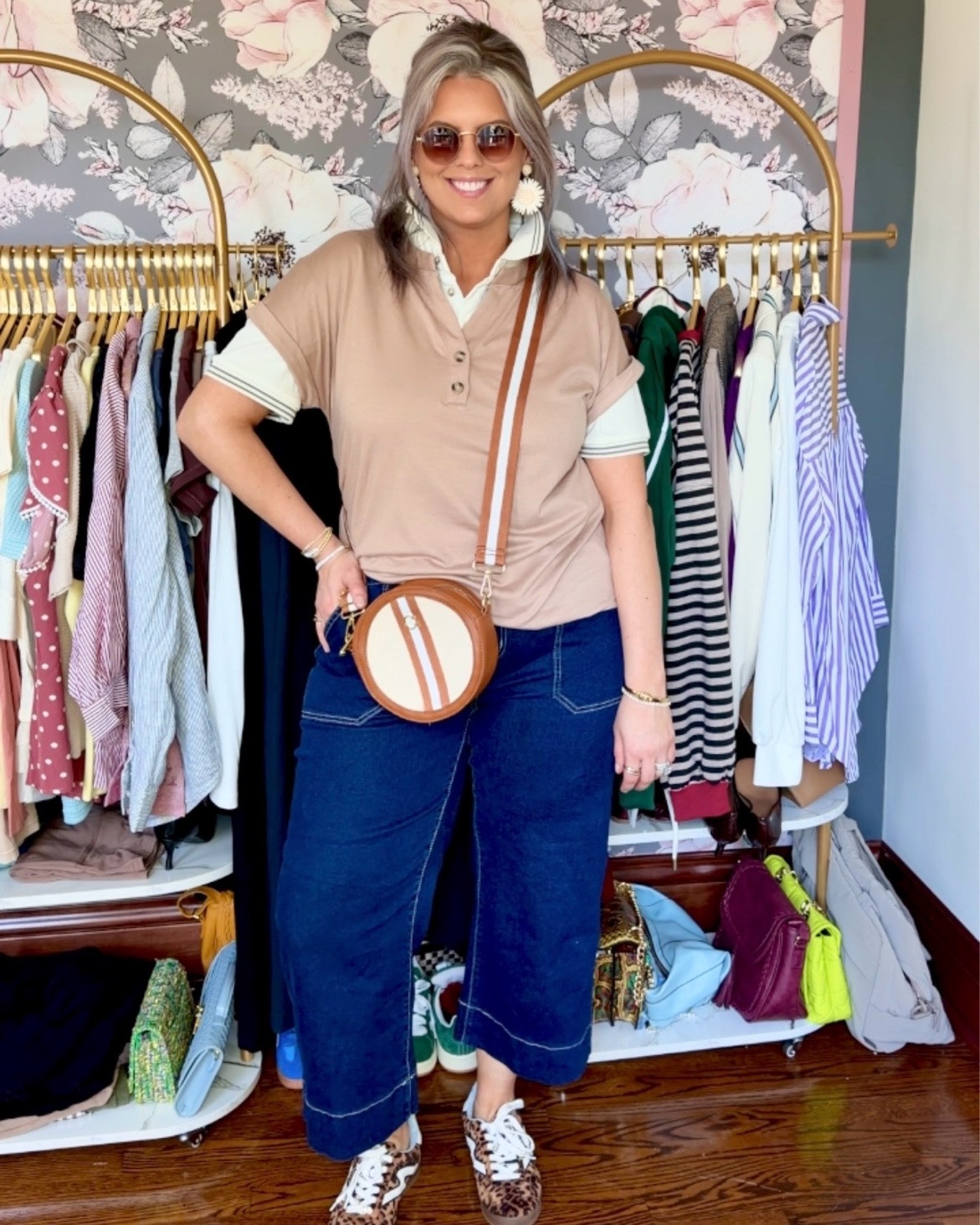 OOTD 🤎 

Wearing a size 14 in my jeans! 
Linking similar sunglasses and bags to get the look ✨

#LTKootd #LTKMidsize #LTKOver40