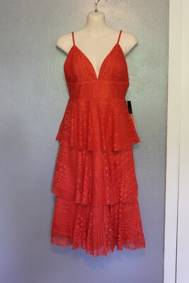 NWT Lulu’s Coral Endless Romance Ruffled Lace Midi Dress Small | eBay US