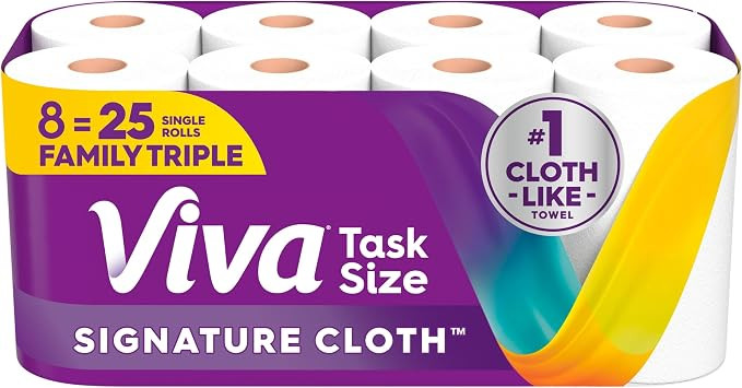 Viva Signature Cloth Paper Towels, Task Size, 8 Family Triple Rolls, 141 Sheets per Roll (Packagi... | Amazon (US)
