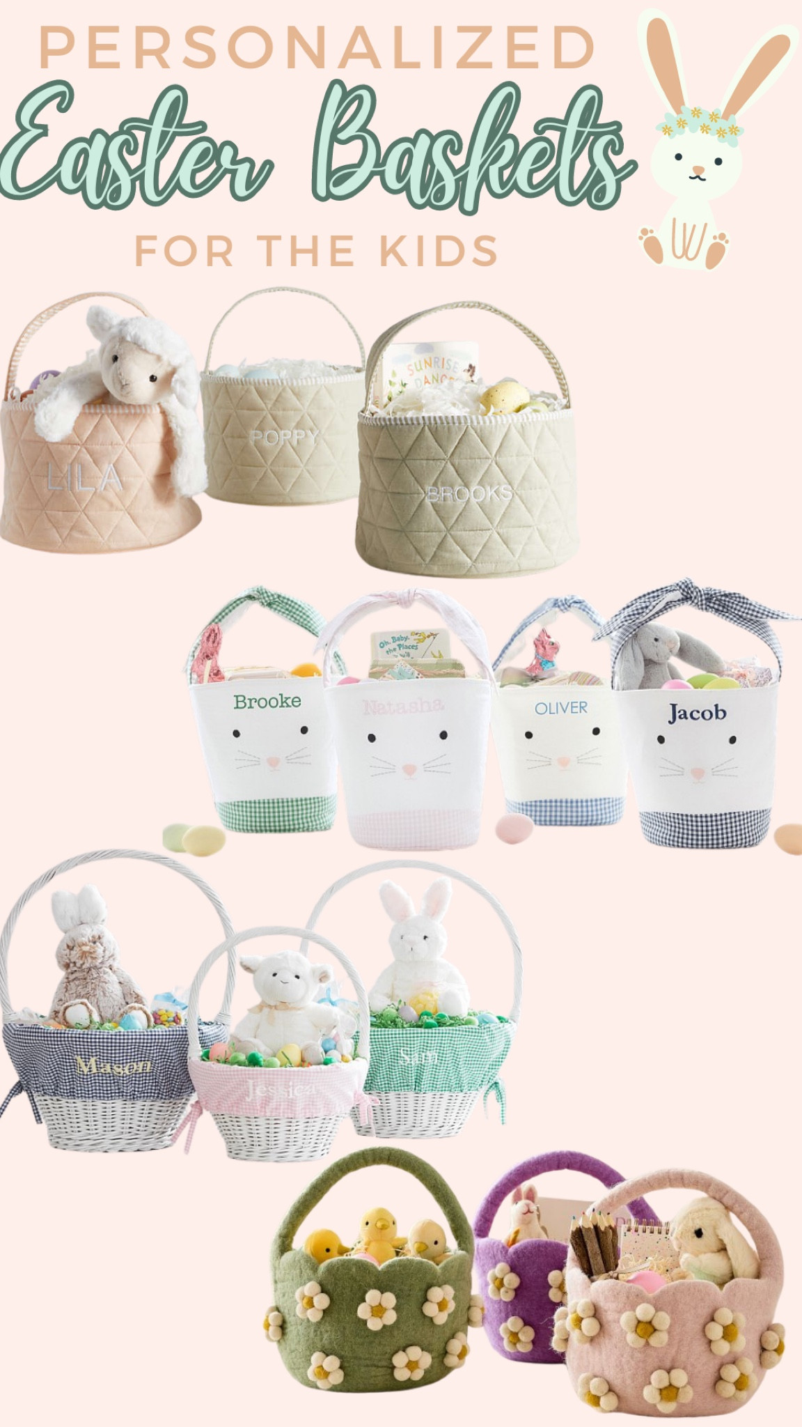 The cutest personalized Easter basket for the kids! So fun to use year after year 🐰🩵💐  All these are from Pottery Barn Kids, West Elm Kids, and Crate and Barrel. 

#LTKhome #LTKfamily #LTKfindsunder50