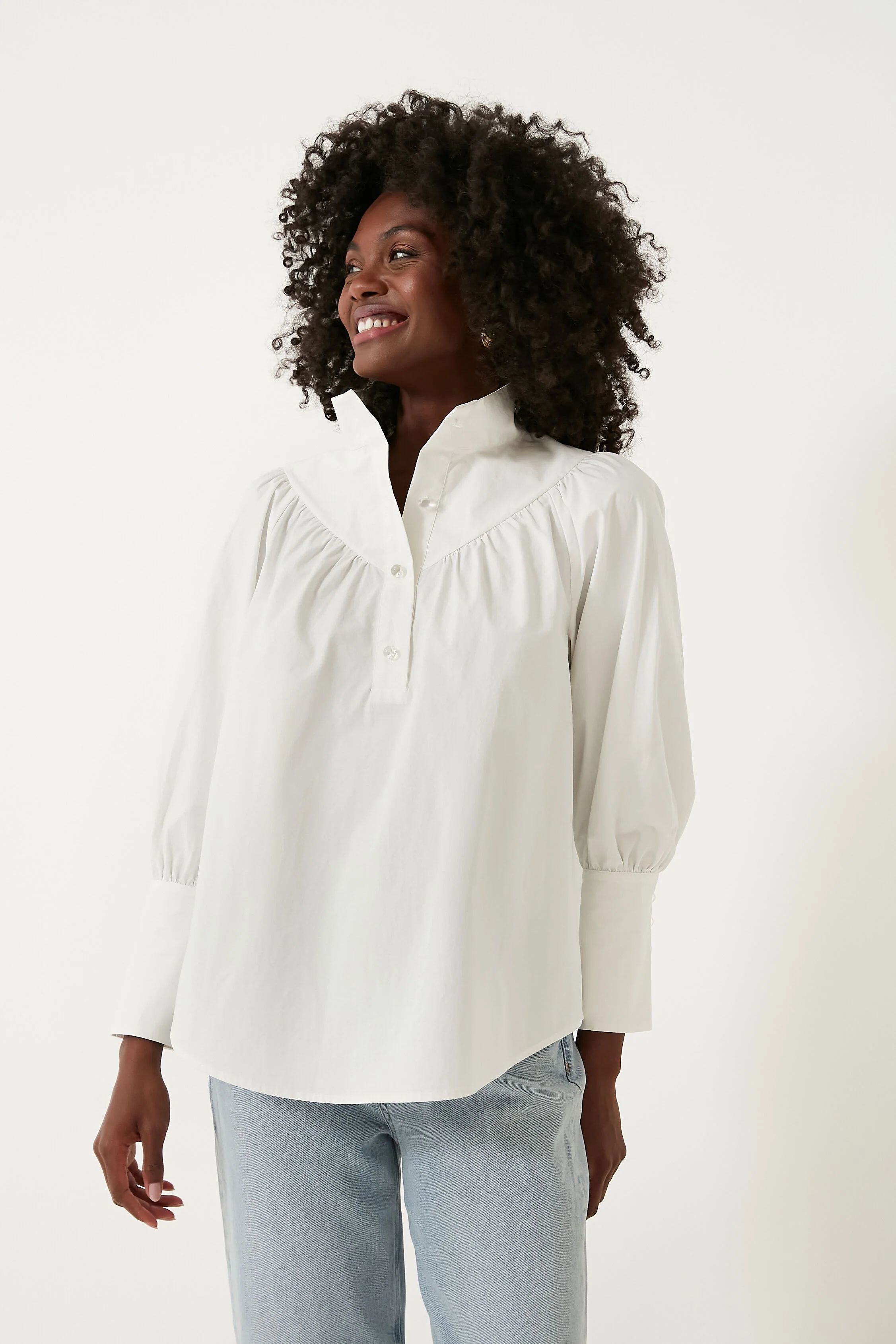 White Poplin Corrigan Blouse | Tuckernuck (US)