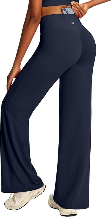 Wide Leg Yoga Pants for Women Butt Lifting Straight Leg Leggings High Waist Tummy Control No Fron... | Amazon (US)