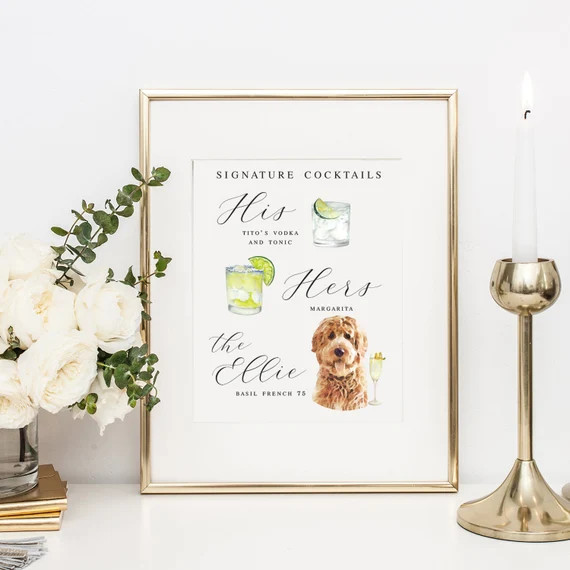 Dog Signature Cocktails Sign, Two Dog Signature Drink Bar Menu, Pet Wedding Bar Menu, Wedding Bar... | Etsy (US)
