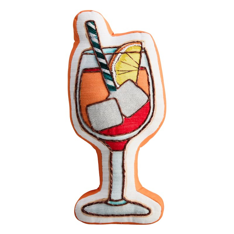 Aperol Spritz Cocktail Shaped Pillow, 9x19 | At Home