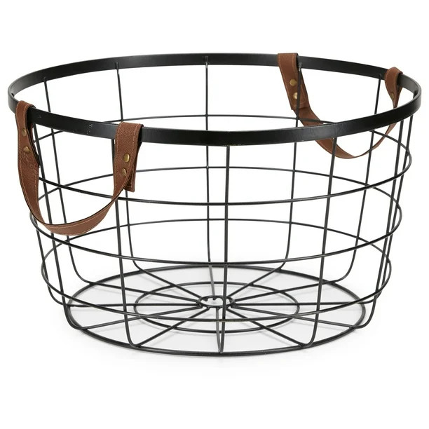 Mainstays, Round Wire Basket With Handles, Medium Size, Black - Walmart.com | Walmart (US)