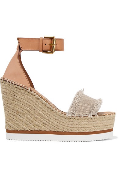 See By Chloé - Canvas And Leather Espadrille Wedge Sandals - Beige | NET-A-PORTER (US)