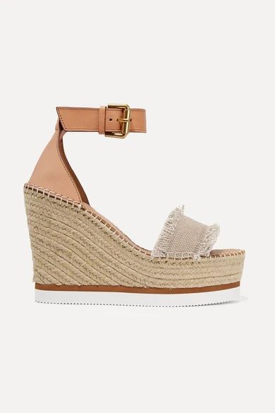 See By Chloé - Canvas And Leather Espadrille Wedge Sandals - Beige | NET-A-PORTER (US)