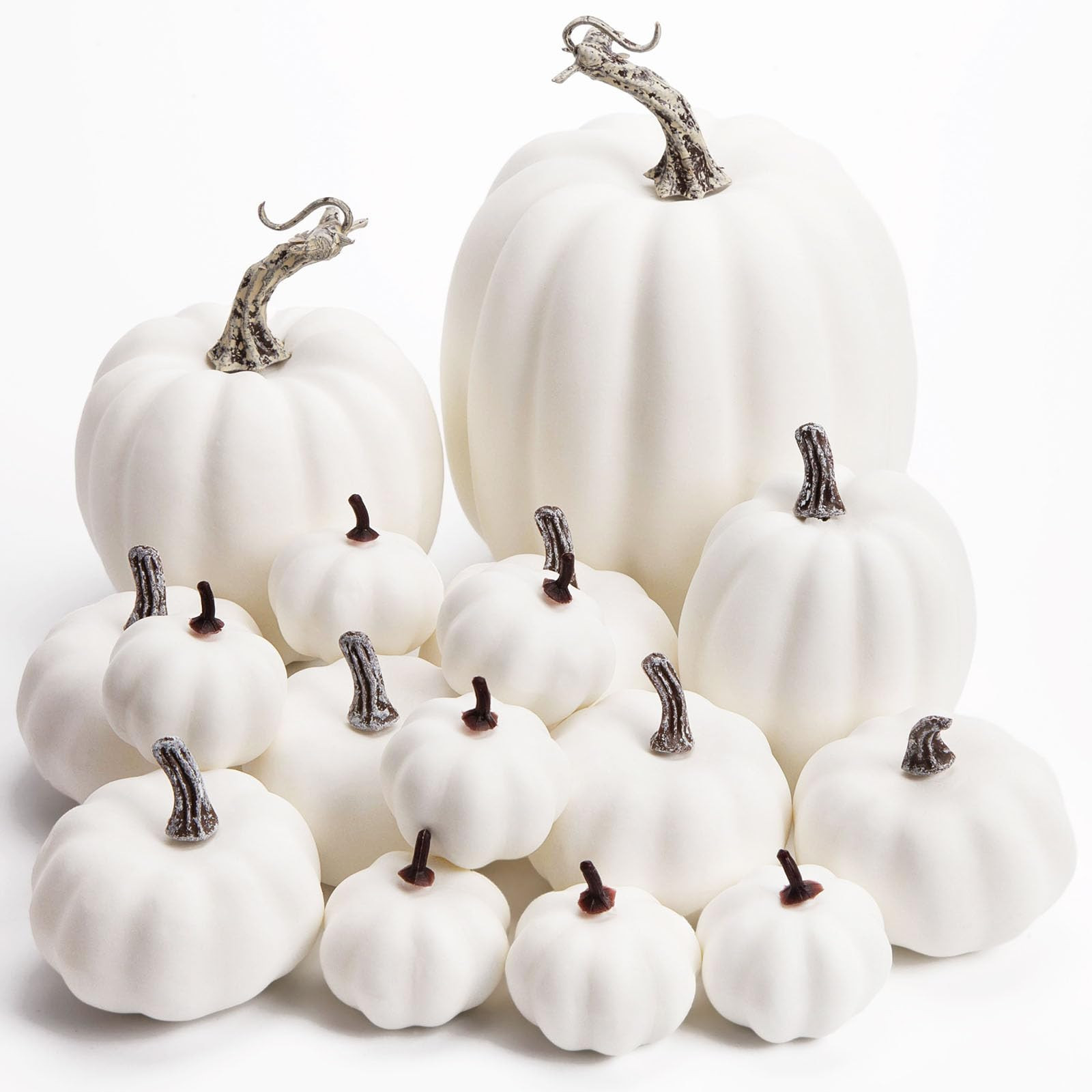 DomeStar 16PCS White Fake Pumpkins for Decorating, Faux Pumpkins Fall Harvest Decor, Halloween De... | Amazon (US)