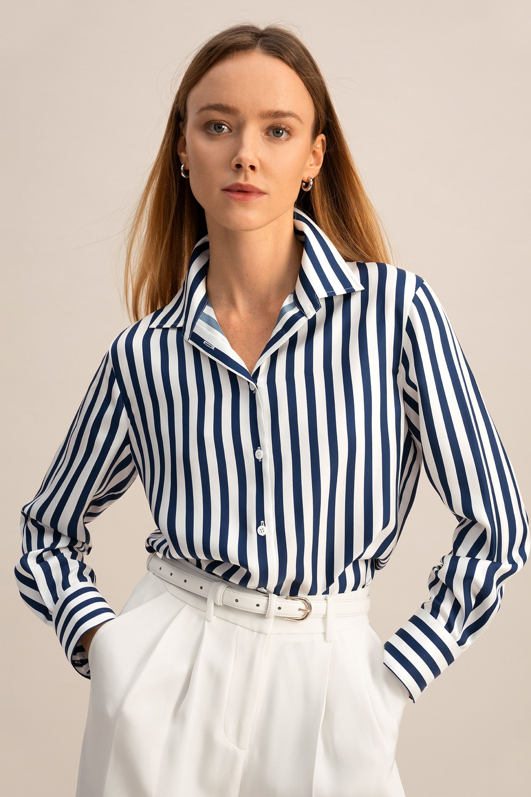 Amalfi Stripe Silk Shirt | LilySilk