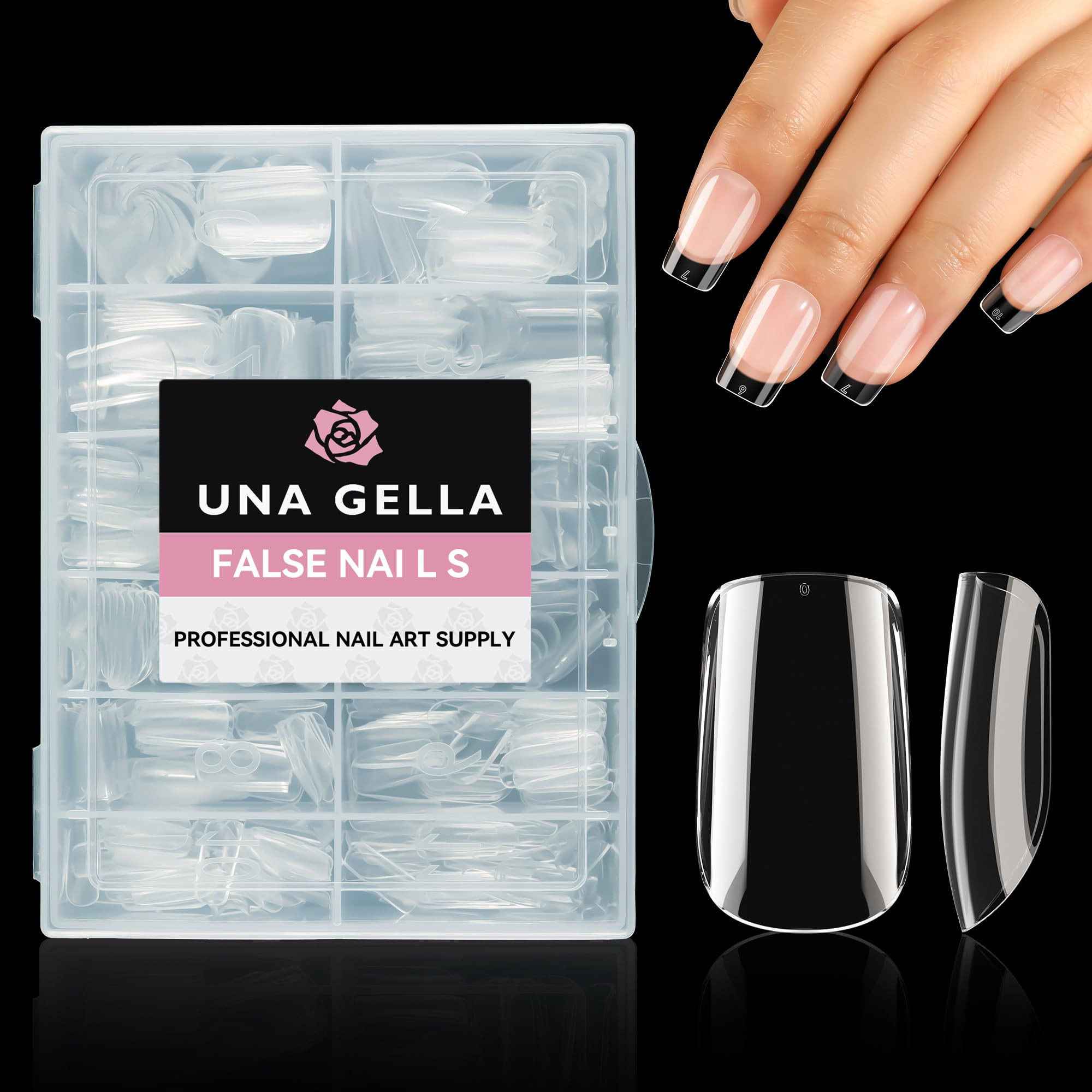 UNA GELLA Short Square Nail Tips 504pcs Short Square Gel X Nails Tips 12 Sizes Short Full Cover N... | Amazon (US)