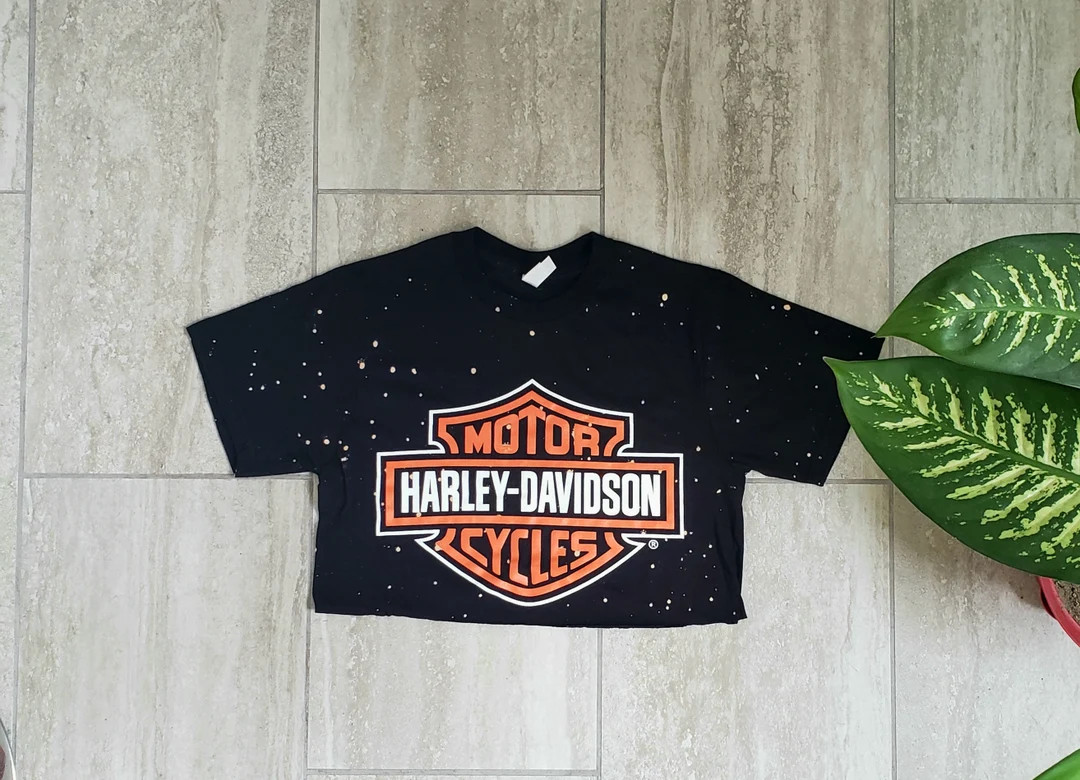 Harley Davidson Cropped top shirt bleached | Etsy (US)