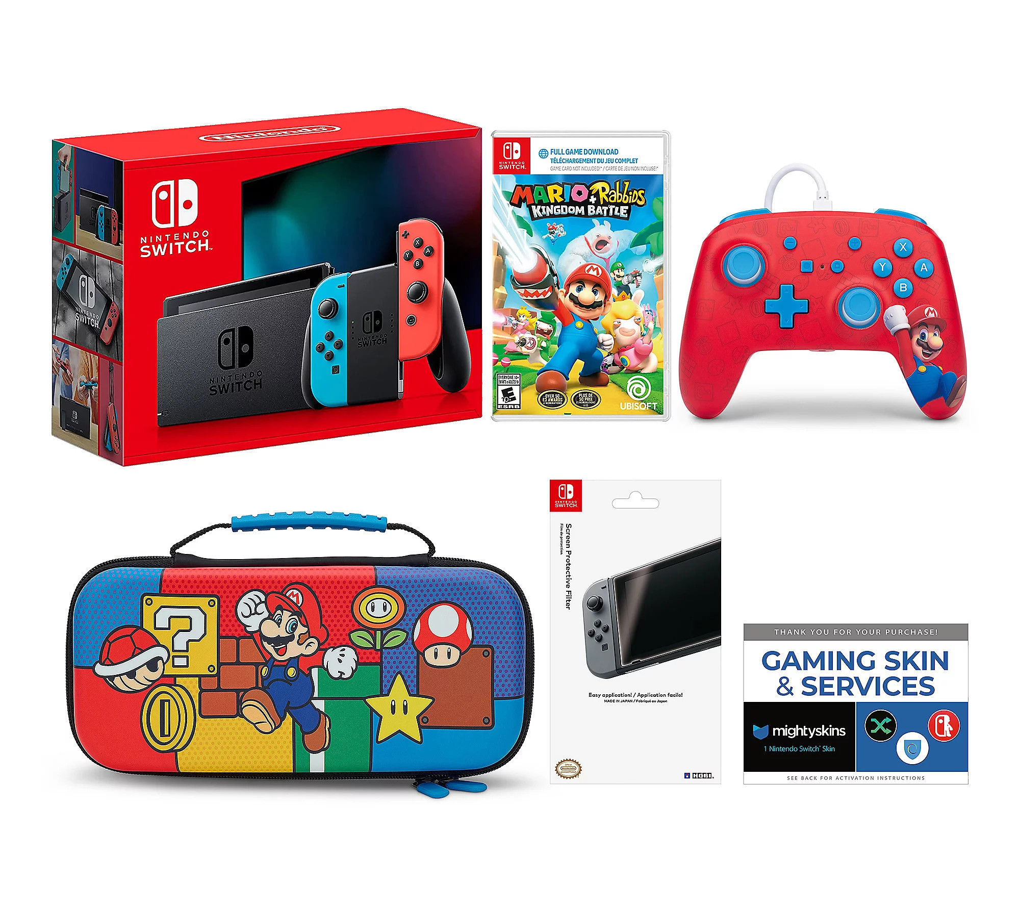 Nintendo Switch Console with Mario+Rabbids and PowerA Bundle | QVC