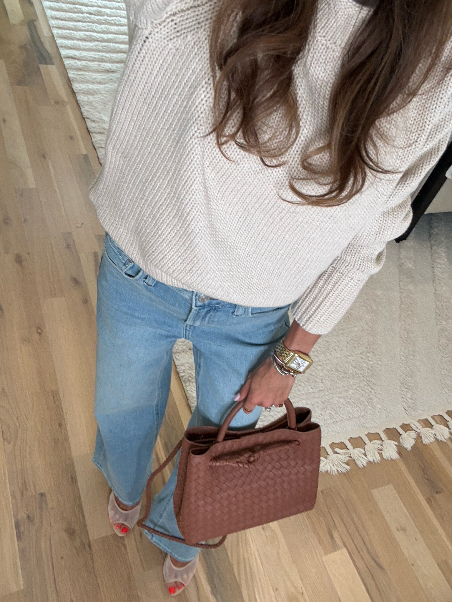 Organic cotton rolled neck sweater Classic button down shirt size XS organic cotton petite friendly stretchy jeans I love fall outfit ONLY $50 size 24 short  fall outfit

#LTKPetite #LTKSaleAlert #LTKgrwm