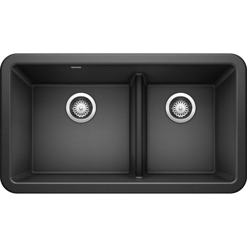 Blanco 402322 Ikon 33" Farmhouse Double Basin SILGRANIT Kitchen Sink Anthracite Fixture Kitchen Sink | Build.com, Inc.