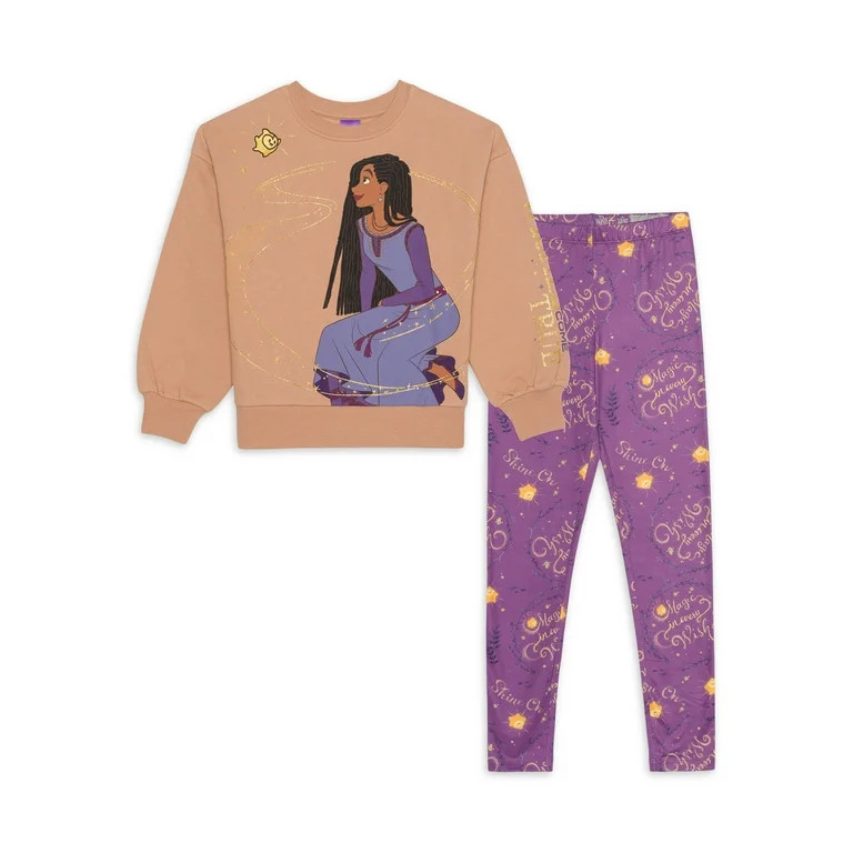 Disney Wish Girls Long Sleeve Pullover Sweatshirt and Leggings Set, 2-Piece Set, Sizes 4/5-14/16 | Walmart (US)