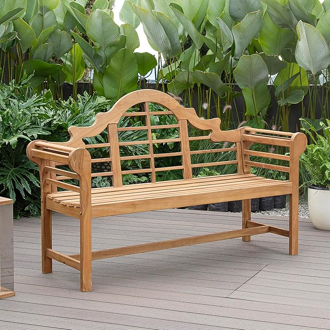 Cambridge Casual Lutyens Teak Wood Garden Bench 5-Foot, Outdoor Teak Bench, Wooden Outdoor Bench ... | Amazon (US)