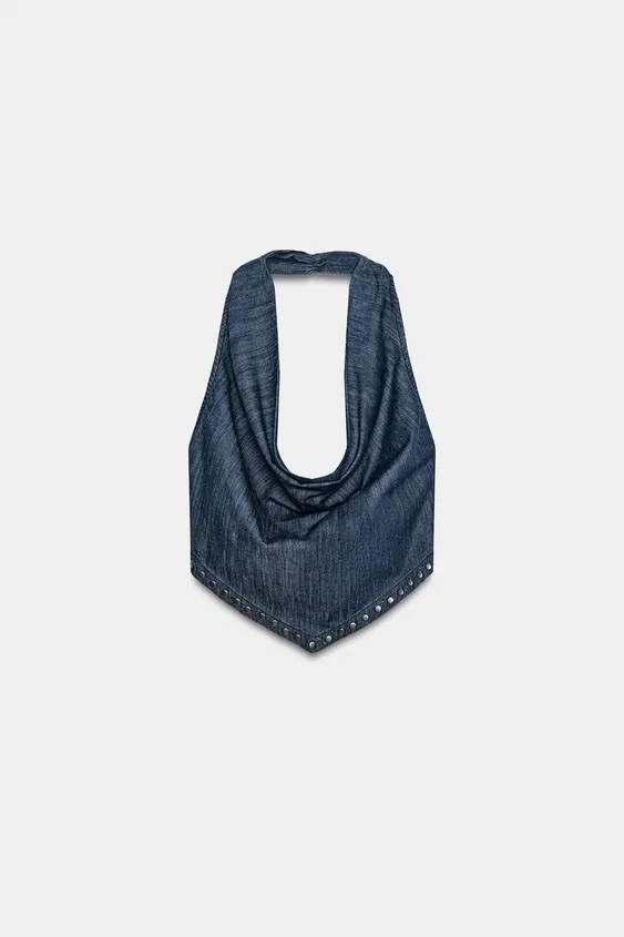 HALTER TOP WITH STUDDED OPEN BACK | Zara UK
