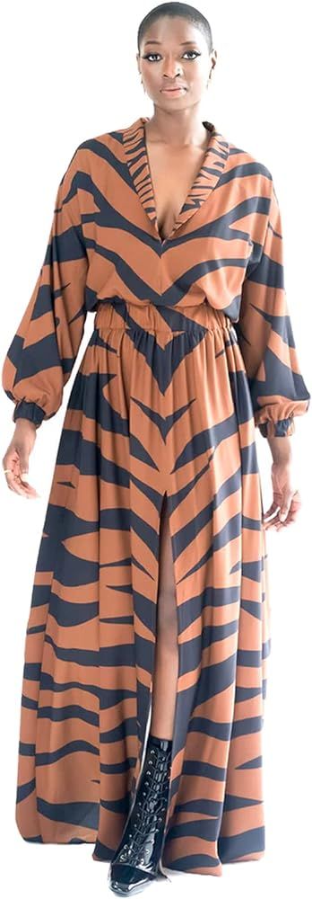 Pantora Women's Felicia Maxi Dress, Tiger Print, Small | Amazon (US)