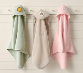 Super Soft Organic Cotton Crochet Critter Baby Hooded Towel & Washcloth Collection | Pottery Barn Kids