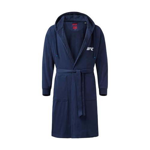DudeRobe Mens Robe – Hooded TERRY Bath Robe for Men with Pockets | Soft, Comfy Men’s Bathrobe from Shark Tank | Absorbent Cotton Hooded Robes for Lounging, Gym & More, Ufc Navy Blue, 2XL/3XL | Amazon (US)