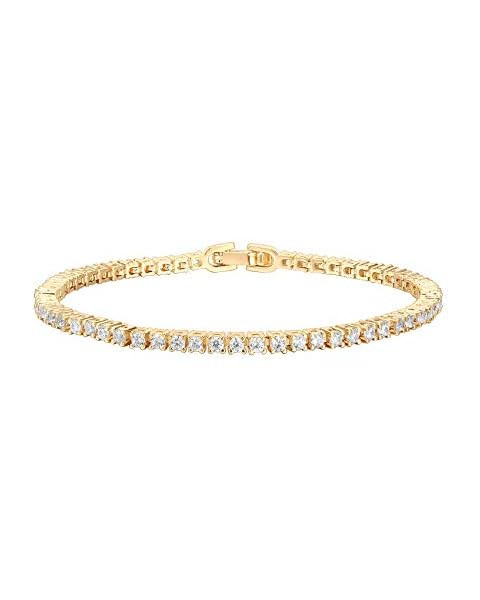 PAVOI 14K Gold Plated Cubic Zirconia Classic Tennis Bracelet | Yellow Gold Bracelets for Women | ... | Amazon (US)