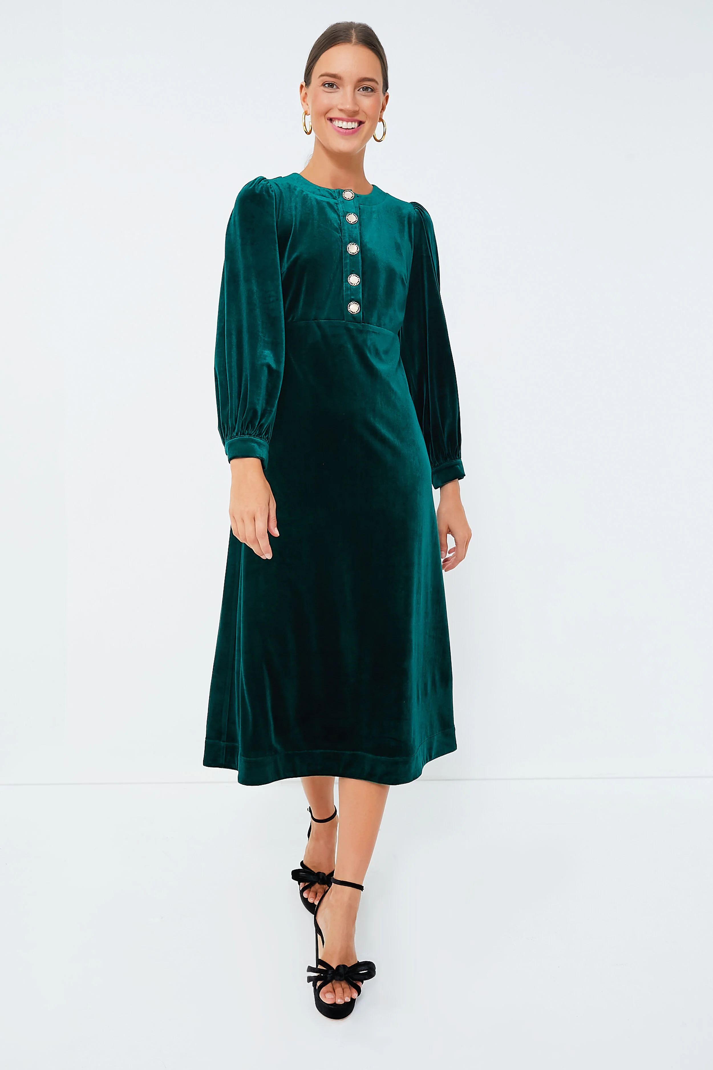 Emerald Green Velvet Arabella Dress | Tuckernuck (US)