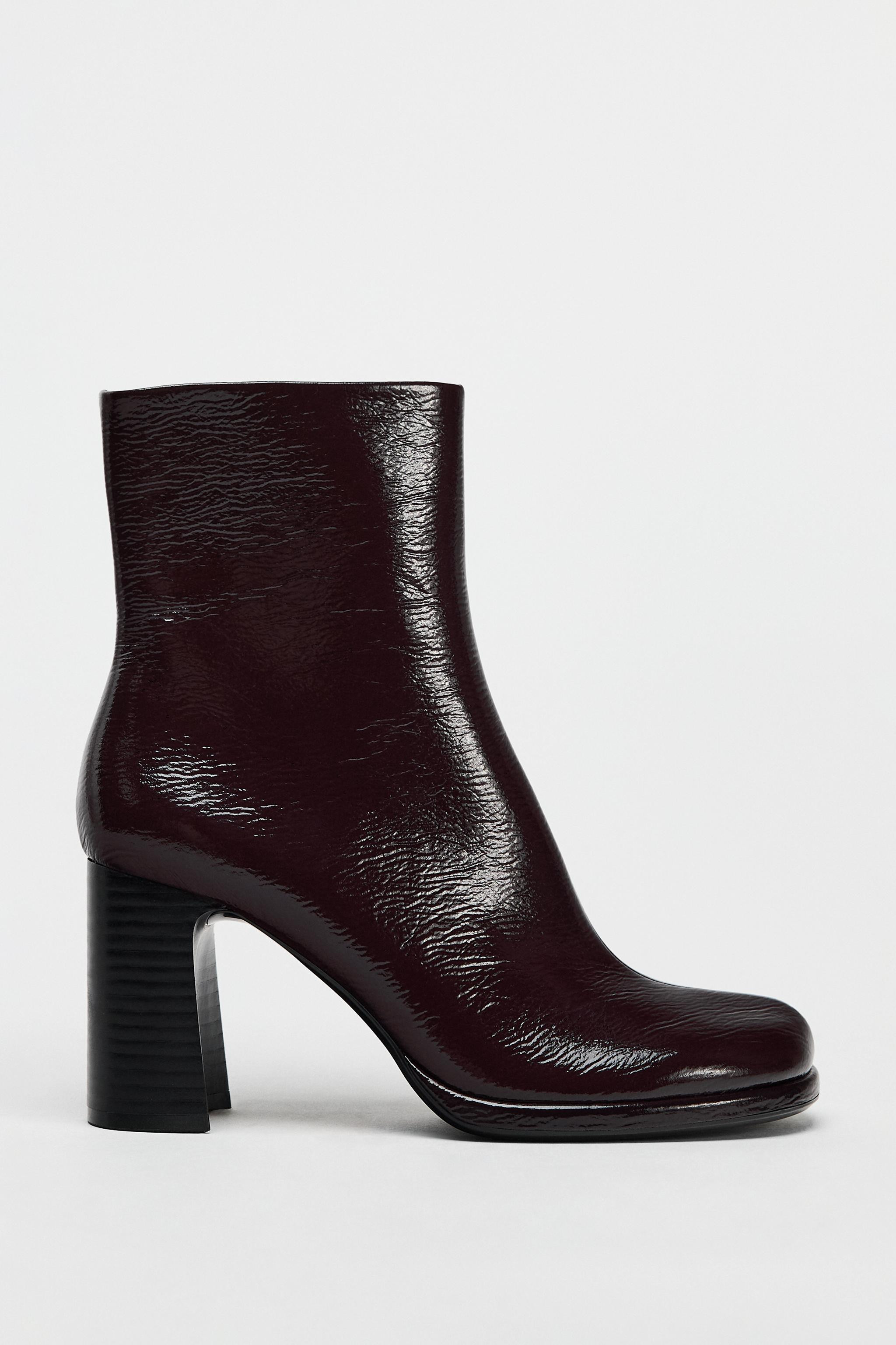 FAUX PATENT LEATHER HEELED ANKLE BOOTS | Zara US