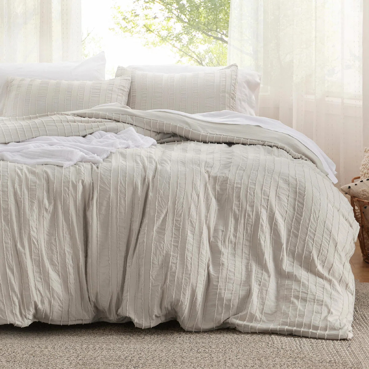 Essential Collection Bedsure Shabby Elegance Striped Tufted Duvet Cover GentleSoft™️ | Wayfair North America