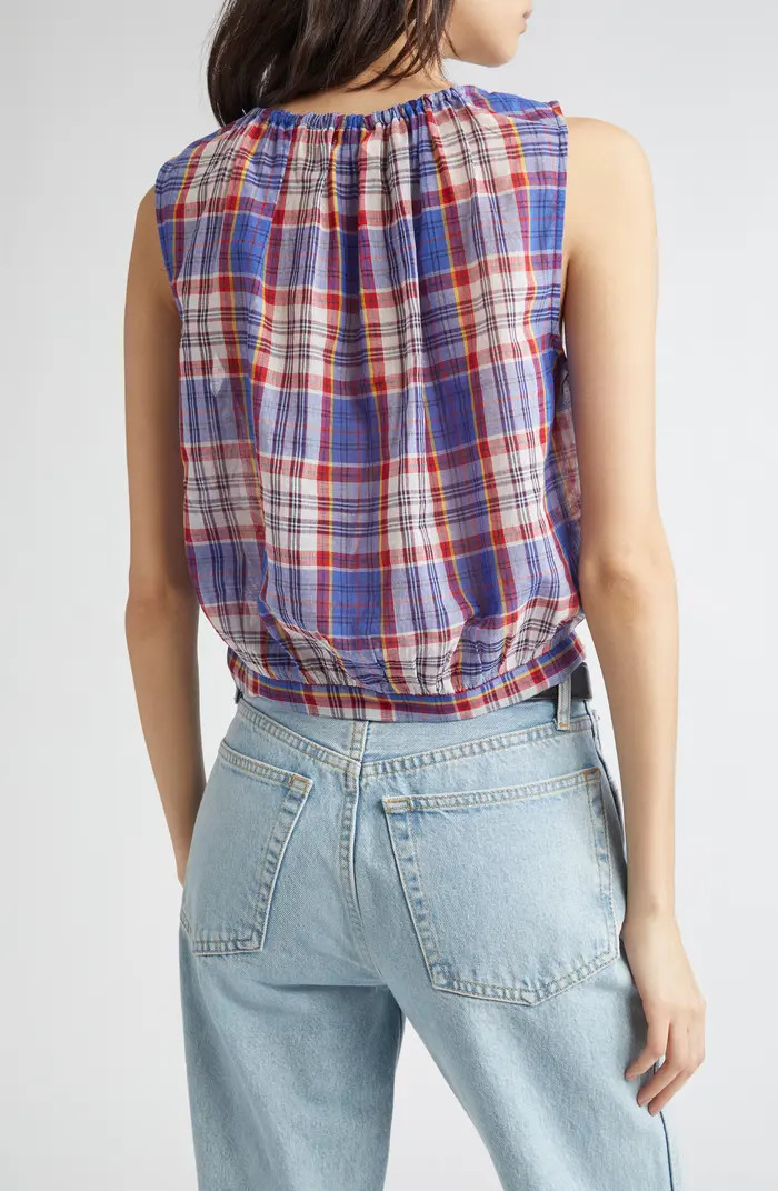 DÔEN Theo Plaid Cotton Voile Top | Nordstrom | Nordstrom