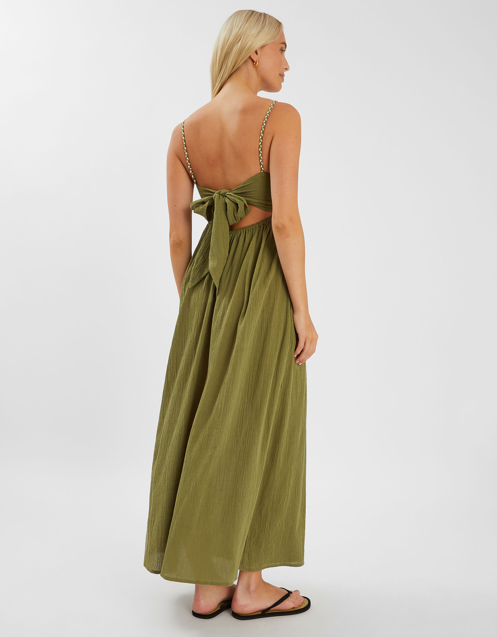 Tie-Back Sleeveless Maxi Dress Green | Accessorize (Global)