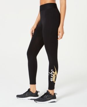 Nike Sportswear High-Rise Metallic-Logo Leggings | Macys (US)